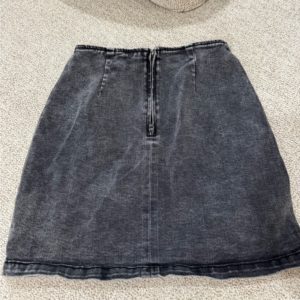 Wild Fable Black Washed A-Line Denim Skirt with Back Zip #A1110
